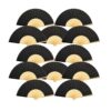 Volamor -12 Pieces Black Bamboo Fan for Events - Black