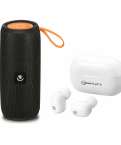 Volkano Stun Speaker with Amplify White True Wireless Earphones - Bundle