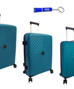 Voss 3 Piece Lockable Hard Shell Luggage Set with HDS Branded Keyring - Blue