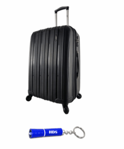 Voss 66cm Lockable Hard Shell TSA Lock Suitcase - Black with HDS Torch