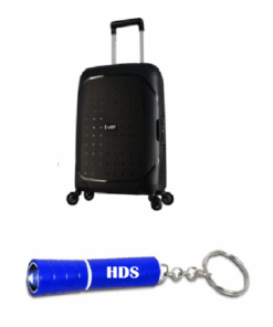 Voss 67cm Lockable Hard Shell Travel Suitcase with HDS Torch - Black