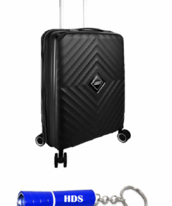 Voss - 72cm Lockable Hard Shell Luggage Bag - Black Diamond with HDS Torch