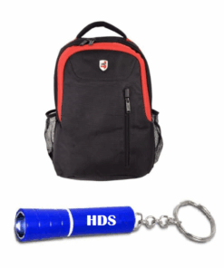 Voss Original 17 inch laptop backpack with HDS Branded Torch - Red