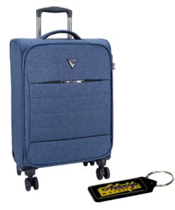 Voyager Getaway 4 Wheel Large Trolley Bag - Blue & Key Holder