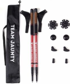 Walking Sticks Set Hiking Sticks Trekking Poles Lightweight Collapsible - Red