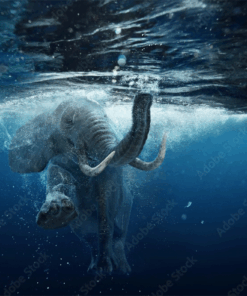 Wall Art Canvas - Elephant Swimming