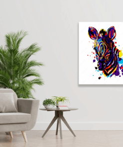 Wall Art Canvas - Zebra Portrait Pop Art