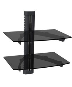 Wall Mounted Double DVD Tempered Glass Shelf DWD1446 - Black