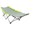 Wanabee Grey Camping Stretcher with Neon Green Straps
