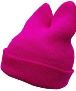 Warm Bunny Ear Beanie - Rabbit Ear Warm Winter Hat - Pink
