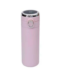 Water Bottle Vacuum Flask Coffee Cup Temperature Display Steel - Pink