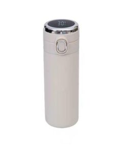Water Bottle Vacuum Flask Coffee Cup Temperature Display Steel - White