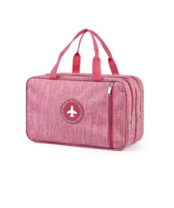 Water-Resistant Large Toiletry Bag for Women and Men. Portable Travel Bag - ROSE RED