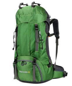 Water Resistant Mountain Hiking Camping Backpack with Rain Cover - 60L - Green