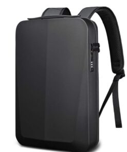 Waterproof Anti-Theft Hard Shell Unisex Laptop Backpack with USB Charging - Black