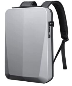 Waterproof Anti-Theft Hard Shell Unisex Laptop Backpack with USB Charging - Silver