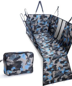 Waterproof Dog Car Seat Cover with Visual Window - Blue Army Pattern