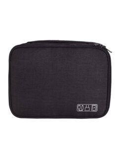 Waterproof Double Layer Electronics Cable Tablet Travel Organizer Bag - Black