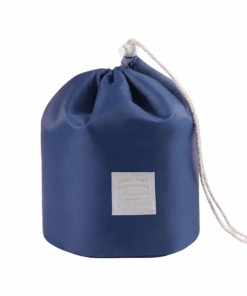 Waterproof Drawstring Barrel Cosmetic Organiser with Pouch - Navy