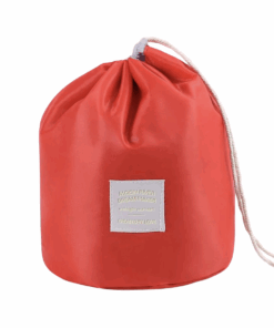 Waterproof Drawstring Barrel Cosmetic Organiser with Pouch - Red