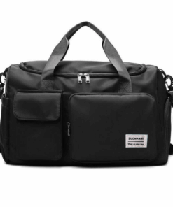 Waterproof Duffel Bag with Multiple Compartments & Strap - Black