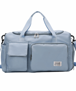 Waterproof Duffel Bag with Multiple Compartments & Strap - Blue