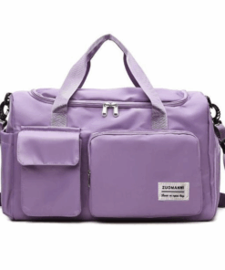 Waterproof Duffel Bag with Multiple Compartments & Strap - Purple