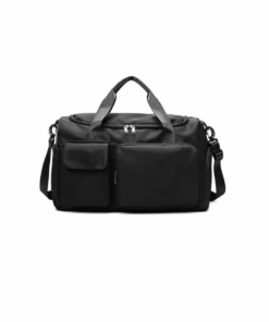 Waterproof Duffel Bag with Multiple Pockets & Handles - Black