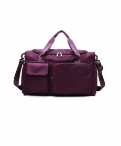 Waterproof Duffel Bag with Multiple Pockets & Handles - Plum