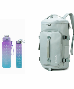 Waterproof Duffle Backpack Gym Travel Bag with 3 Piece Bottle - Mint Green