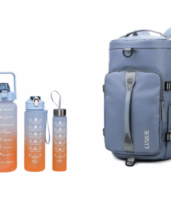 Waterproof Duffle Backpack Gym Travel Bag with 3 Piece Bottle - Ocean Blue