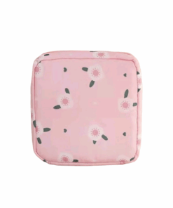 Waterproof Floral Tampon And Sanitary Pad Pouch Storage Bag - Pink
