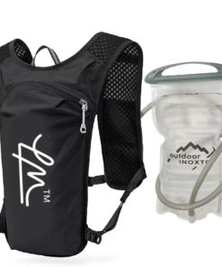 Waterproof Hydration Pack With1.5L Bladder And 250ml Soft Flask - Black