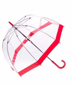 Waterproof Transparent Dome Umbrella - Red