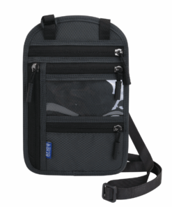 Waterproof Travel Neck Wallet with RFID-Blocking Passport Holder - Dark Grey