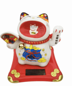 Waving Arm Solar Charged Fortune Lucky Wealth Ceramic Cat