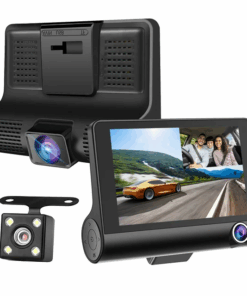 WDR - Dash Camera Front, Rear, & Inside 4 Inch 1080p FHD For Cars - Black