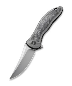 WE Knife Mini Synergy - Gray Ti and Shredded Carbon Fibre with a Stonewash