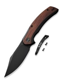 WE Knife Snick - Black Ti and Cuibourtia Inlay with a Black Stonewash Blade