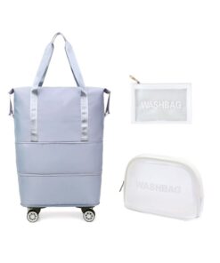 Webuy Expandable Foldable Travel Duffel Bag with Removable Wheels - Grey