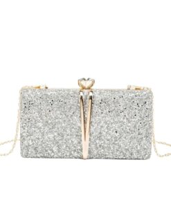 Wedding Party Purse for Bridal Fashion Evening Vintage Clutch Bag - Silver