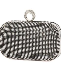 Wedding Rhinestone Clutch Evening Bag For Women - Black