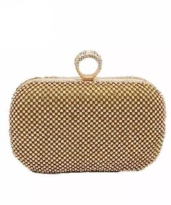 Wedding Rhinestone Clutch Evening Bag For Women - Gold