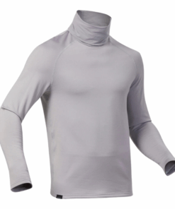 Wedze Men's Warm Breathable Turtleneck Ski Base Layer 500 - Light Grey - M