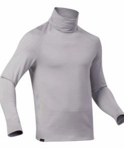 Wedze Men's Warm Breathable Turtleneck Ski Base Layer 500 - Light Grey - S