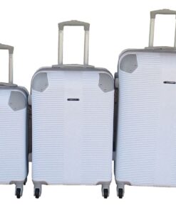 White 3-Piece ABS Luggage Set-Hard-Shell, Spinner Wheels,Telescopic Handles