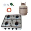 White 4 Plate Gas Stove with Fittings and Gas Cylinder - 5kg