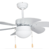 White 6 Blade Turbo Ceiling Fan with Light - 800mm