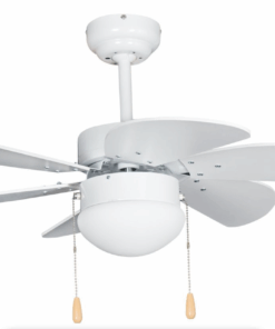 White 6 Blade Turbo Ceiling Fan with Light - 800mm