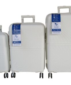 White Polypropylene 3PCS Spinner Luggage Set- Hard Shell,Durable,360 Wheels